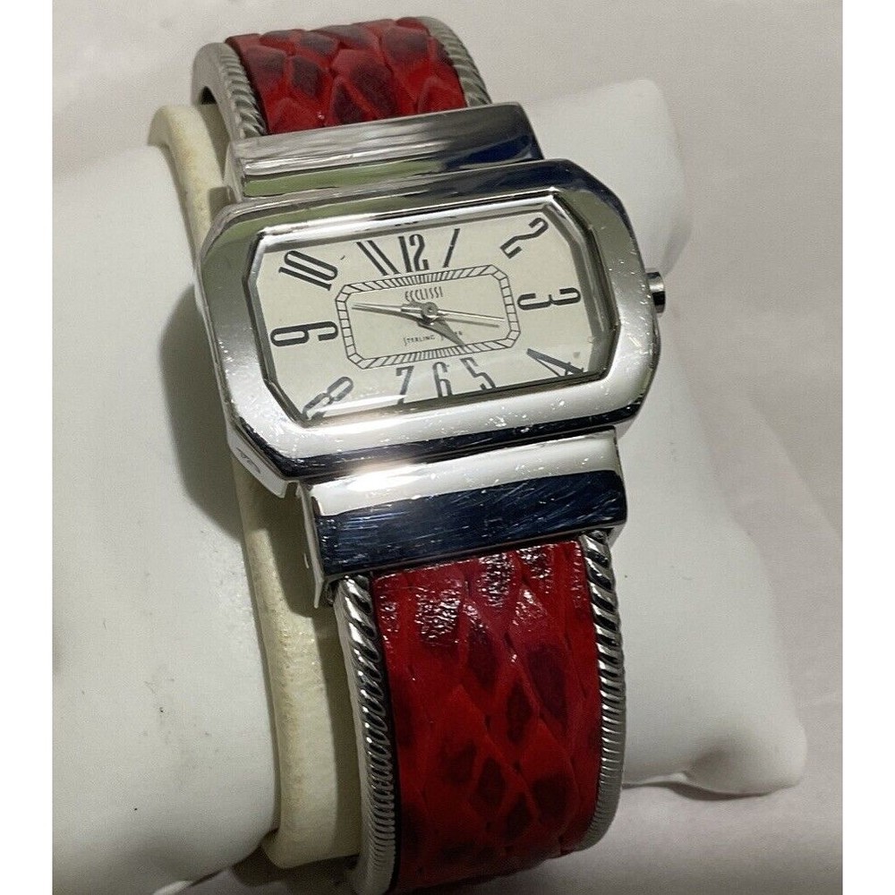 Ecclissi sterling silver Ladies Watch 925 And Red Leather New Battery